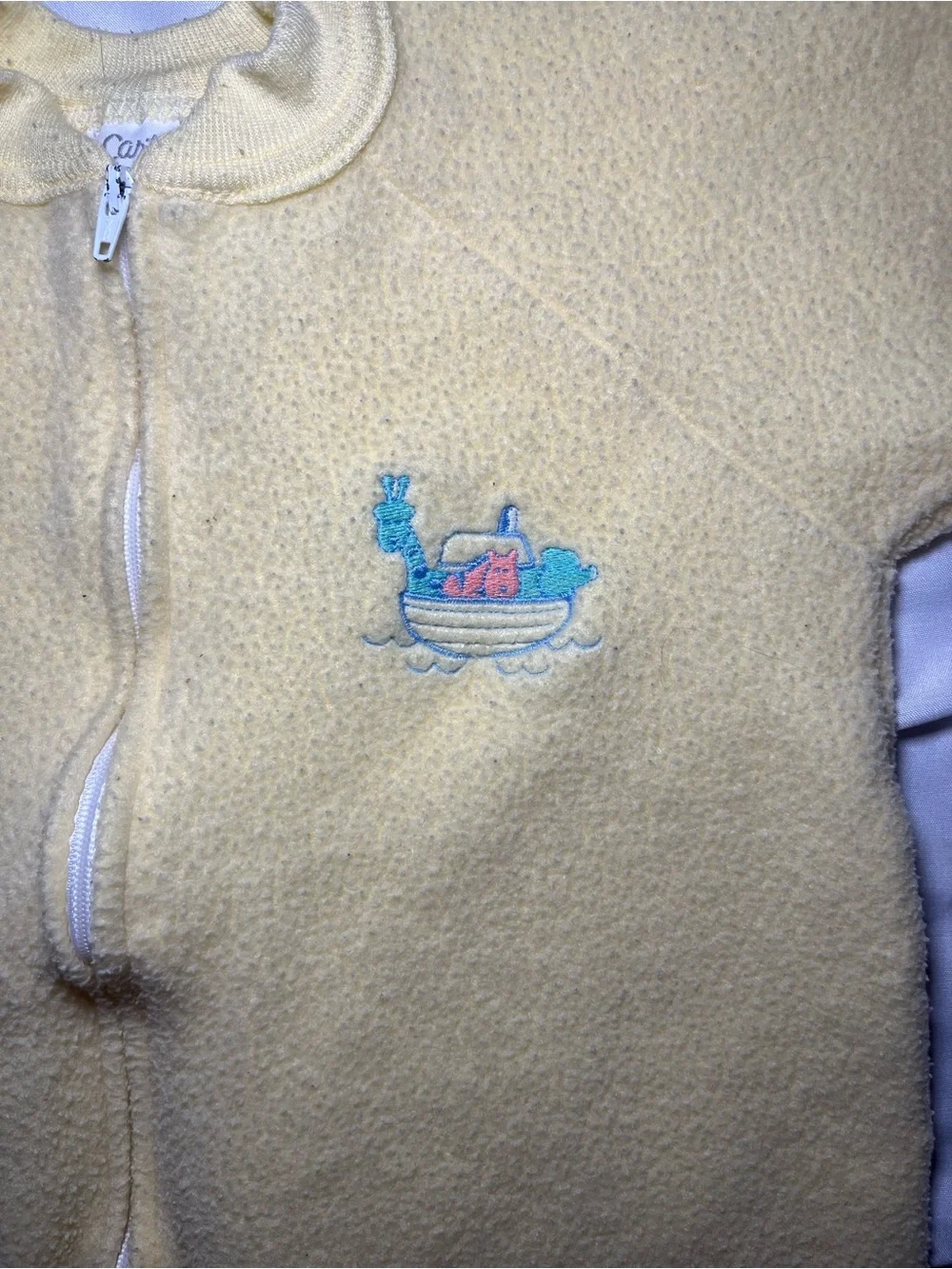 Vintage Y2K Carter’s Yellow Noah Ark Fleece Footed Sleeper 18-24M Full Zip